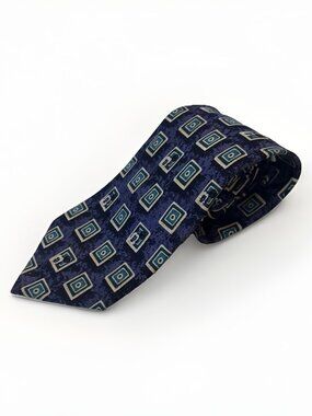 Disney Store Hand Made Portrait Mickey Mouse Blue 100% Silk Classic Neck Tie VTG